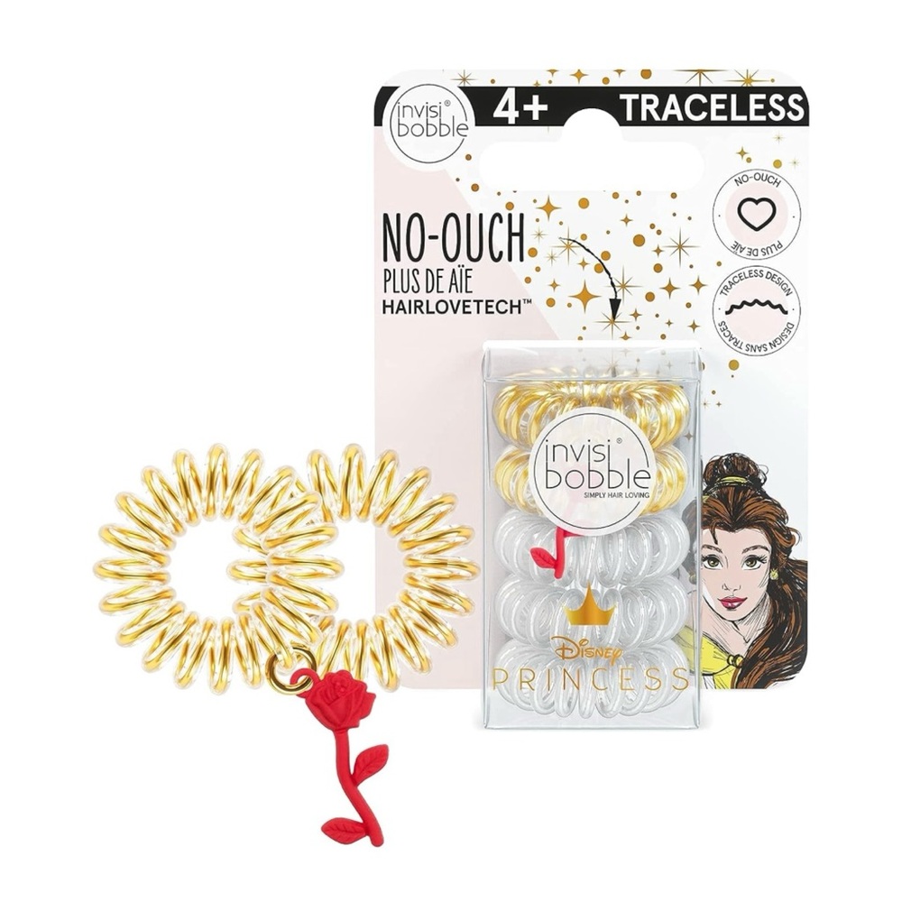 NWT-invisibobble Disney Princess Belle 5-Pack No-Ouch Coil Hair Ties